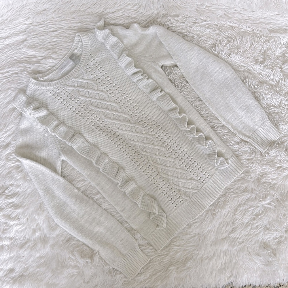 Children’s Place White Silver Glitter Sweater